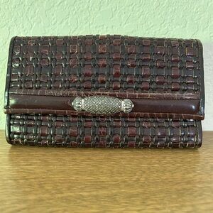 Brighton Brown Woven Clutch with Silver Accent